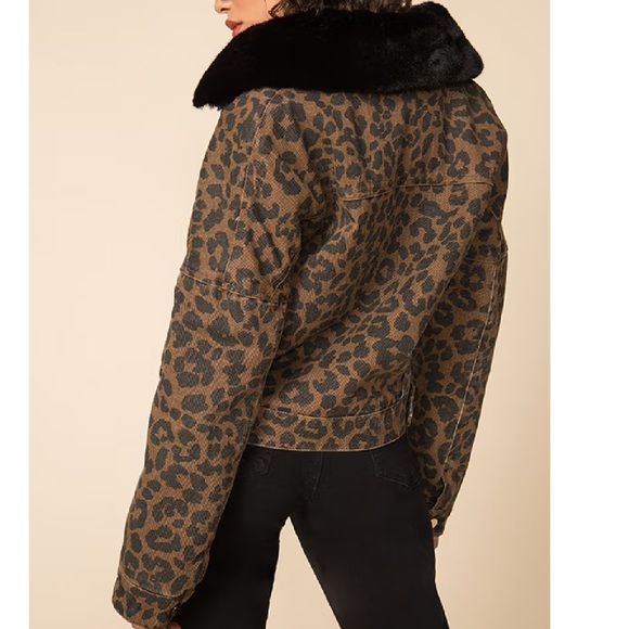 SUPERDOWN Revolve Cici snap front jacket Removable Fur Collar Denim Heavy Small - Picture 2 of 16